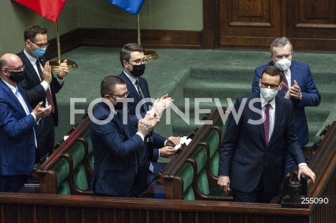  04.05.2021 WARSZAWA SEJM<br />
POSIEDZENIE SEJMU<br />
N/Z PIOTR MULLER PIOTR GLINSKI PREMIER MATEUSZ MORAWIECKI WALDEMAR BUDA KRZYSZTOF KUBOW<br />
 