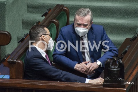  04.05.2021 WARSZAWA SEJM<br />
POSIEDZENIE SEJMU<br />
N/Z PIOTR GLINSKI PREMIER MATEUSZ MORAWIECKI<br />
 