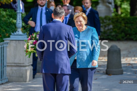  11.09.2021 WARSZAWA<br />
WIZYTA KANCLERZ NIEMIEC ANGELI MERKEL W WARSZAWIE<br />
GERMAN CHANCELLOR ANGELA MERKEL IS VISITING THE POLISH CAPITAL<br />
N/Z PREMIER MATEUSZ MORAWIECKI ANGELA MERKEL<br />
 