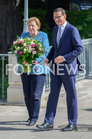  11.09.2021 WARSZAWA<br />
WIZYTA KANCLERZ NIEMIEC ANGELI MERKEL W WARSZAWIE<br />
GERMAN CHANCELLOR ANGELA MERKEL IS VISITING THE POLISH CAPITAL<br />
N/Z PREMIER MATEUSZ MORAWIECKI ANGELA MERKEL<br />
 