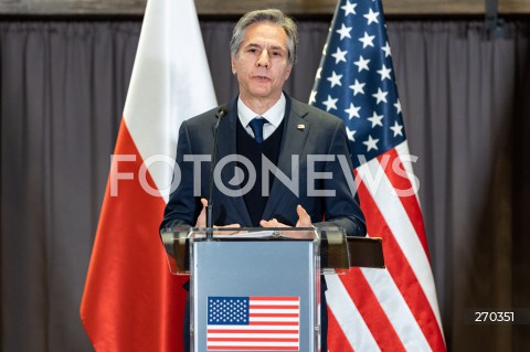  05.03.2022 RZESZOW<br />KONFERENCJA SEKRETARZA STANU USA ANTONY BLINKENA I MINISTRA SPRAW ZAGRANICZNYCH ZBIGNIEWA RAU W RZESZOWIE <br /><br />Press conference of US Secretary of State Antony Blinken and Polish Foreign Minister Zbigniew Rau in Rzeszow, Poland<br /><br />N/Z ANTONY BLINKEN <br /><br /> 