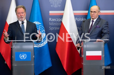 Konferencja prasowa w Ministerstwie Spraw Zagranicznych w Warszawie