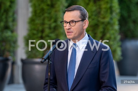  05.09.2022 WARSZAWA<br />
KONFERENCJA PRASOWA PREMIERA MATEUSZA MORAWIECKIEGO <br />
N/Z PREMIER MATEUSZ MORAWIECKI<br />
FOT. MARCIN BANASZKIEWICZ/FOTONEWS  