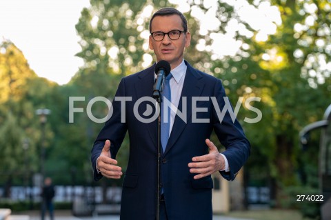  05.09.2022 WARSZAWA<br />
KONFERENCJA PRASOWA PREMIERA MATEUSZA MORAWIECKIEGO <br />
N/Z PREMIER MATEUSZ MORAWIECKI<br />
FOT. MARCIN BANASZKIEWICZ/FOTONEWS  