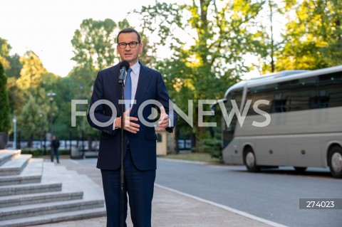  05.09.2022 WARSZAWA<br />
KONFERENCJA PRASOWA PREMIERA MATEUSZA MORAWIECKIEGO <br />
N/Z PREMIER MATEUSZ MORAWIECKI<br />
FOT. MARCIN BANASZKIEWICZ/FOTONEWS  