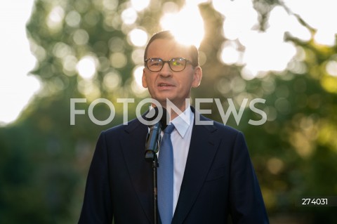  05.09.2022 WARSZAWA<br />
KONFERENCJA PRASOWA PREMIERA MATEUSZA MORAWIECKIEGO <br />
N/Z PREMIER MATEUSZ MORAWIECKI<br />
FOT. MARCIN BANASZKIEWICZ/FOTONEWS  