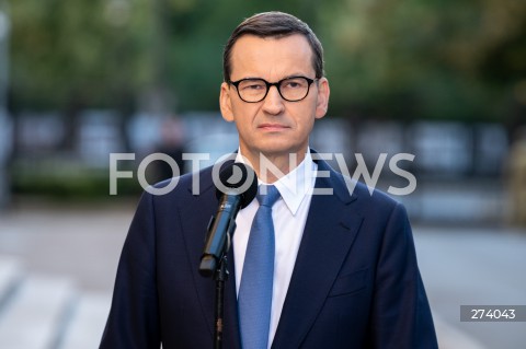  05.09.2022 WARSZAWA<br />
KONFERENCJA PRASOWA PREMIERA MATEUSZA MORAWIECKIEGO <br />
N/Z PREMIER MATEUSZ MORAWIECKI<br />
FOT. MARCIN BANASZKIEWICZ/FOTONEWS  