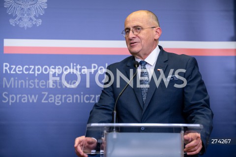  05.10.2022 WARSZAWA<br />
KONFERENCJA PRASOWA MINISTROW SPRAW ZAGRANICZNYCH POLSKI I GRECJI<br />
<br />
PRESS CONFERENCE OF THE FOREIGN MINISTERS OF POLAND AND GREECE<br />
<br />
N/Z ZBIGNIEW RAU<br />
FOT. MARCIN BANASZKIEWICZ/FOTONEWS  