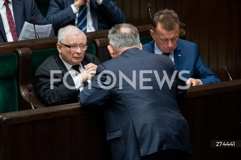  07.10.2022 WARSZAWA SEJM <br />
POSIEDZENIE SEJMU <br />
N/Z JAROSLAW KACZYNSKI MARIUSZ BLASZCZAK<br />
FOT. MARCIN BANASZKIEWICZ/FOTONEWS 