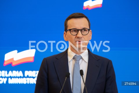  11.10.2022 WARSZAWA KPRM<br />
KONFERENCJA PRASOWA PREZESA RADY MINISTROW MATEUSZA MORAWIECKIEGO<br />
N/Z PREMIER MATEUSZ MORAWIECKI<br />
FOT. MARCIN BANASZKIEWICZ/FOTONEWS 