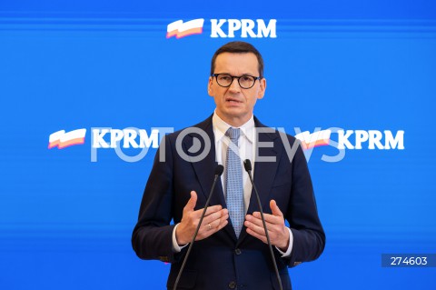  11.10.2022 WARSZAWA KPRM<br />
KONFERENCJA PRASOWA PREZESA RADY MINISTROW MATEUSZA MORAWIECKIEGO<br />
N/Z PREMIER MATEUSZ MORAWIECKI<br />
FOT. MARCIN BANASZKIEWICZ/FOTONEWS 