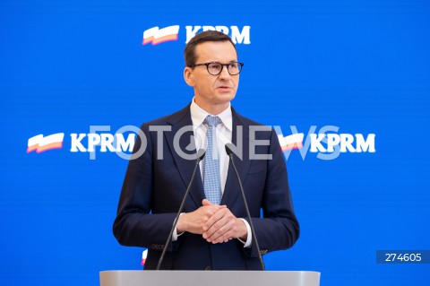  11.10.2022 WARSZAWA KPRM<br />
KONFERENCJA PRASOWA PREZESA RADY MINISTROW MATEUSZA MORAWIECKIEGO<br />
N/Z PREMIER MATEUSZ MORAWIECKI<br />
FOT. MARCIN BANASZKIEWICZ/FOTONEWS 