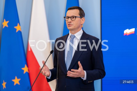  11.10.2022 WARSZAWA KPRM<br />
KONFERENCJA PRASOWA PREZESA RADY MINISTROW MATEUSZA MORAWIECKIEGO<br />
N/Z PREMIER MATEUSZ MORAWIECKI<br />
FOT. MARCIN BANASZKIEWICZ/FOTONEWS 