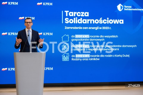  11.10.2022 WARSZAWA KPRM<br />
KONFERENCJA PRASOWA PREZESA RADY MINISTROW MATEUSZA MORAWIECKIEGO<br />
N/Z PREMIER MATEUSZ MORAWIECKI<br />
FOT. MARCIN BANASZKIEWICZ/FOTONEWS 