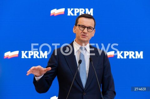 Konferencja prasowa premiera Mateusza Morawieckiego w Warszawie