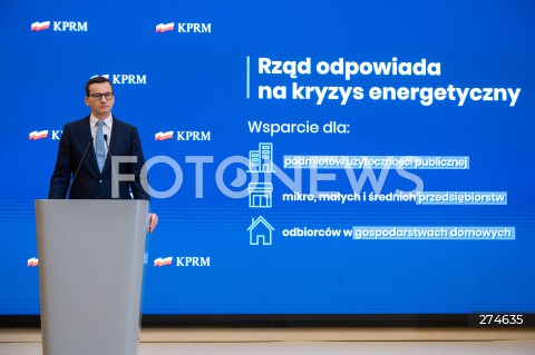  11.10.2022 WARSZAWA KPRM<br />
KONFERENCJA PRASOWA PREZESA RADY MINISTROW MATEUSZA MORAWIECKIEGO<br />
N/Z PREMIER MATEUSZ MORAWIECKI<br />
FOT. MARCIN BANASZKIEWICZ/FOTONEWS 