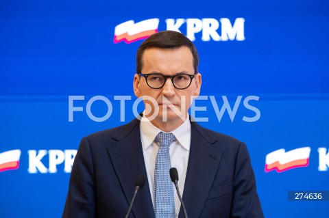  11.10.2022 WARSZAWA KPRM<br />
KONFERENCJA PRASOWA PREZESA RADY MINISTROW MATEUSZA MORAWIECKIEGO<br />
N/Z PREMIER MATEUSZ MORAWIECKI<br />
FOT. MARCIN BANASZKIEWICZ/FOTONEWS 