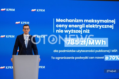  11.10.2022 WARSZAWA KPRM<br />
KONFERENCJA PRASOWA PREZESA RADY MINISTROW MATEUSZA MORAWIECKIEGO<br />
N/Z PREMIER MATEUSZ MORAWIECKI<br />
FOT. MARCIN BANASZKIEWICZ/FOTONEWS 