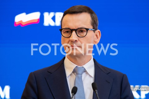  11.10.2022 WARSZAWA KPRM<br />
KONFERENCJA PRASOWA PREZESA RADY MINISTROW MATEUSZA MORAWIECKIEGO<br />
N/Z PREMIER MATEUSZ MORAWIECKI<br />
FOT. MARCIN BANASZKIEWICZ/FOTONEWS 