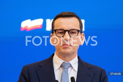  11.10.2022 WARSZAWA KPRM<br />
KONFERENCJA PRASOWA PREZESA RADY MINISTROW MATEUSZA MORAWIECKIEGO<br />
N/Z PREMIER MATEUSZ MORAWIECKI<br />
FOT. MARCIN BANASZKIEWICZ/FOTONEWS 