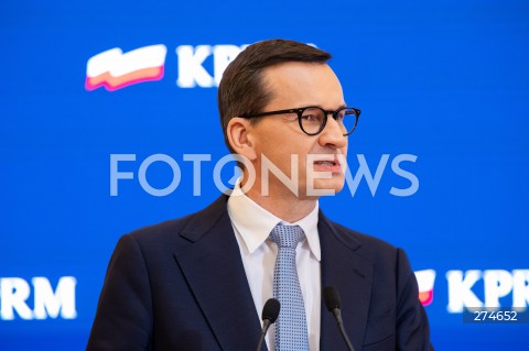  11.10.2022 WARSZAWA KPRM<br />
KONFERENCJA PRASOWA PREZESA RADY MINISTROW MATEUSZA MORAWIECKIEGO<br />
N/Z PREMIER MATEUSZ MORAWIECKI<br />
FOT. MARCIN BANASZKIEWICZ/FOTONEWS 