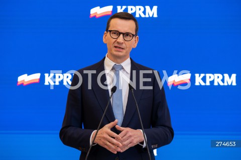  11.10.2022 WARSZAWA KPRM<br />
KONFERENCJA PRASOWA PREZESA RADY MINISTROW MATEUSZA MORAWIECKIEGO<br />
N/Z PREMIER MATEUSZ MORAWIECKI<br />
FOT. MARCIN BANASZKIEWICZ/FOTONEWS 