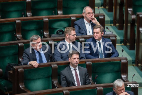  13.12.2022 WARSZAWA <br />
68. POSIEDZENIE SEJMU RP<br />
DEBATA NAD WNIOSKIEM O ODWOLANIE MINISTRA SPRAWIEDLIWOSCI ZBIGNIEWA ZIOBRO<br />
N/Z TADEUSZ CYMANSKI MICHAL WOS SEBASTIAN KALETA<br />
 