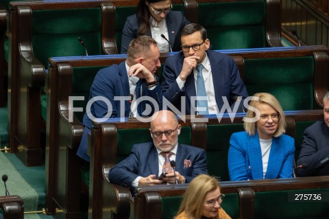  13.12.2022 WARSZAWA <br />
68. POSIEDZENIE SEJMU RP<br />
DEBATA NAD WNIOSKIEM O ODWOLANIE MINISTRA SPRAWIEDLIWOSCI ZBIGNIEWA ZIOBRO<br />
N/Z PREMIER MATEUSZ MORAWIECKI ROBERT TELUS<br />
 