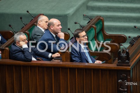  13.12.2022 WARSZAWA <br />
68. POSIEDZENIE SEJMU RP<br />
DEBATA NAD WNIOSKIEM O ODWOLANIE MINISTRA SPRAWIEDLIWOSCI ZBIGNIEWA ZIOBRO<br />
N/Z PREMIER MATEUSZ MORAWIECKI SZYMON SZYNKOWSKI VEL SEK<br />
 