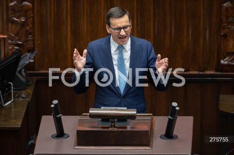  13.12.2022 WARSZAWA <br />
68. POSIEDZENIE SEJMU RP<br />
DEBATA NAD WNIOSKIEM O ODWOLANIE MINISTRA SPRAWIEDLIWOSCI ZBIGNIEWA ZIOBRO<br />
N/Z PREMIER MATEUSZ MORAWIECKI<br />
 