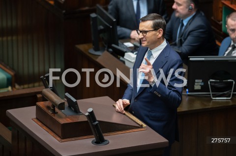  13.12.2022 WARSZAWA <br />
68. POSIEDZENIE SEJMU RP<br />
DEBATA NAD WNIOSKIEM O ODWOLANIE MINISTRA SPRAWIEDLIWOSCI ZBIGNIEWA ZIOBRO<br />
N/Z PREMIER MATEUSZ MORAWIECKI<br />
 