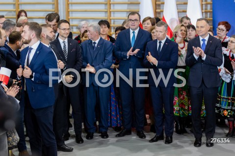  10.02.2023 BRZEZINY <br />
WIZYTA PREZYDENTA ANDRZEJA DUDY W BRZEZINACH<br />
N/Z PREZYDENT ANDRZEJ DUDA PIOTR CWIK WALDEMAR BUDA <br />
 