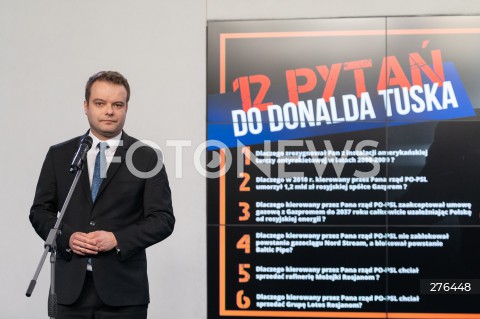  17.02.2023 WARSZAWA<br />
KONFERENCJA PRASOWA PRAWA I SPRAWIEDLIWOSCI<br />
12 PYTAN DO DONALDA TUSKA<br />
N/Z RAFAL BOCHENEK<br />
FOT. MARCIN BANASZKIEWICZ/FOTONEWS  