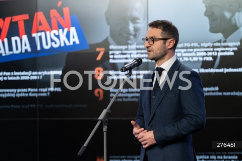  17.02.2023 WARSZAWA<br />
KONFERENCJA PRASOWA PRAWA I SPRAWIEDLIWOSCI<br />
12 PYTAN DO DONALDA TUSKA<br />
N/Z TOMASZ POREBA<br />
FOT. MARCIN BANASZKIEWICZ/FOTONEWS  