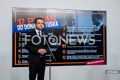  17.02.2023 WARSZAWA<br />
KONFERENCJA PRASOWA PRAWA I SPRAWIEDLIWOSCI<br />
12 PYTAN DO DONALDA TUSKA<br />
N/Z RAFAL BOCHENEK<br />
FOT. MARCIN BANASZKIEWICZ/FOTONEWS  