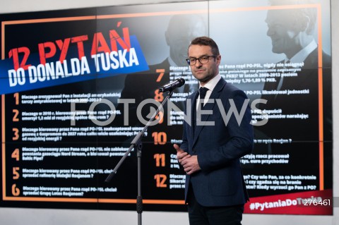  17.02.2023 WARSZAWA<br />
KONFERENCJA PRASOWA PRAWA I SPRAWIEDLIWOSCI<br />
12 PYTAN DO DONALDA TUSKA<br />
N/Z TOMASZ POREBA<br />
FOT. MARCIN BANASZKIEWICZ/FOTONEWS  