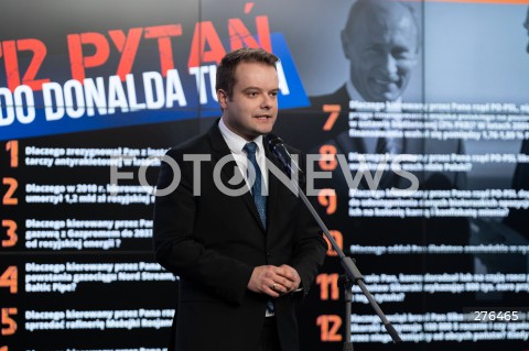  17.02.2023 WARSZAWA<br />
KONFERENCJA PRASOWA PRAWA I SPRAWIEDLIWOSCI<br />
12 PYTAN DO DONALDA TUSKA<br />
N/Z RAFAL BOCHENEK<br />
FOT. MARCIN BANASZKIEWICZ/FOTONEWS  