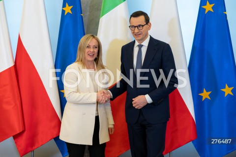  20.02.2023 WARSZAWA<br />
WIZYTA PREMIER WLOCH GIORGII MELONI<br />
N/Z GIORGIA MELONI MATEUSZ MORAWIECKI<br />
FOT. MARCIN BANASZKIEWICZ/FOTONEWS  