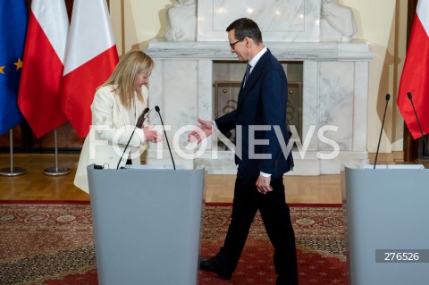  20.02.2023 WARSZAWA<br />
WIZYTA PREMIER WLOCH GIORGII MELONI<br />
N/Z GIORGIA MELONI MATEUSZ MORAWIECKI<br />
FOT. MARCIN BANASZKIEWICZ/FOTONEWS  