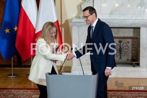  20.02.2023 WARSZAWA<br />
WIZYTA PREMIER WLOCH GIORGII MELONI<br />
N/Z GIORGIA MELONI MATEUSZ MORAWIECKI<br />
FOT. MARCIN BANASZKIEWICZ/FOTONEWS  