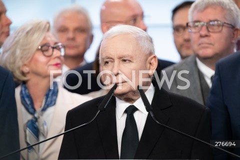  10.03.2023 WARSZAWA<br />
KONFERENCJA PRASOWA PREZESA PIS WRAZ Z POSLAMI ZAPOWIADAJACA SPOTKANIA Z WYBORCAMI W CALEJ POLSCE<br />
N/Z JAROSLAW KACZYNSKI<br />
FOT. MARCIN BANASZKIEWICZ/FOTONEWS  