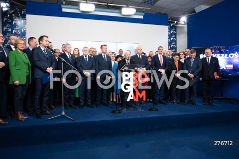  10.03.2023 WARSZAWA<br />
KONFERENCJA PRASOWA PREZESA PIS WRAZ Z POSLAMI ZAPOWIADAJACA SPOTKANIA Z WYBORCAMI W CALEJ POLSCE<br />
N/Z POSLOWIE PIS JAROSLAW KACZYNSKI<br />
FOT. MARCIN BANASZKIEWICZ/FOTONEWS  