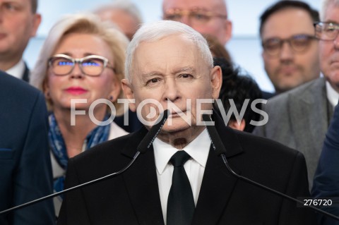  10.03.2023 WARSZAWA<br />
KONFERENCJA PRASOWA PREZESA PIS WRAZ Z POSLAMI ZAPOWIADAJACA SPOTKANIA Z WYBORCAMI W CALEJ POLSCE<br />
N/Z JAROSLAW KACZYNSKI<br />
FOT. MARCIN BANASZKIEWICZ/FOTONEWS  