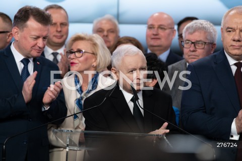  10.03.2023 WARSZAWA<br />
KONFERENCJA PRASOWA PREZESA PIS WRAZ Z POSLAMI ZAPOWIADAJACA SPOTKANIA Z WYBORCAMI W CALEJ POLSCE<br />
N/Z MARIUSZ BLASZCZAK JAROSLAW KACZYNSKI<br />
FOT. MARCIN BANASZKIEWICZ/FOTONEWS  