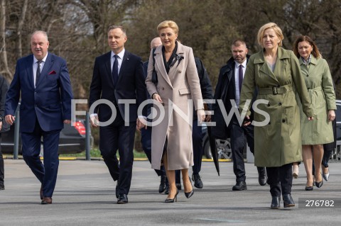  24.03.2023 MARKOWA <br />
NARODOWY DZIEN PAMIECI POLAKOW RATUJACYCH ZYDOW POD OKUPACJA NIEMIECKA Z UDZIALEM PARY PREZYDENCKIEJ W MUZEUM RODZINY ULMOW W MARKOWEJ KOLO RZESZOWA <br />
N/Z PREZYDENT RP ANDRZEJ DUDA AGATA KORNHAUSER DUDA PIOTR PILCH <br />
 