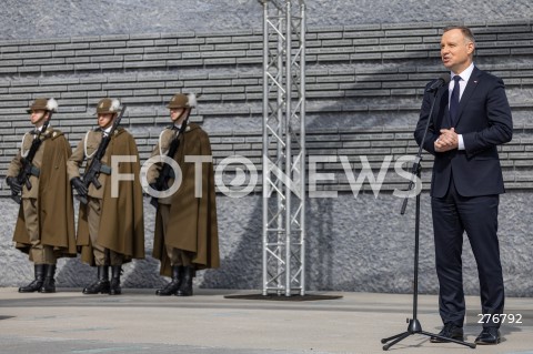  24.03.2023 MARKOWA <br />
NARODOWY DZIEN PAMIECI POLAKOW RATUJACYCH ZYDOW POD OKUPACJA NIEMIECKA Z UDZIALEM PARY PREZYDENCKIEJ W MUZEUM RODZINY ULMOW W MARKOWEJ KOLO RZESZOWA <br />
N/Z PREZYDENT RP ANDRZEJ DUDA <br />
 