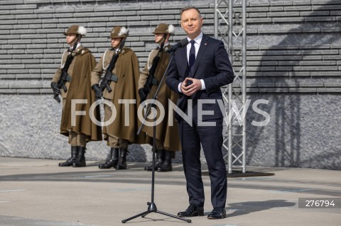  24.03.2023 MARKOWA <br />
NARODOWY DZIEN PAMIECI POLAKOW RATUJACYCH ZYDOW POD OKUPACJA NIEMIECKA Z UDZIALEM PARY PREZYDENCKIEJ W MUZEUM RODZINY ULMOW W MARKOWEJ KOLO RZESZOWA <br />
N/Z PREZYDENT RP ANDRZEJ DUDA <br />
 