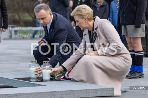  24.03.2023 MARKOWA <br />
NARODOWY DZIEN PAMIECI POLAKOW RATUJACYCH ZYDOW POD OKUPACJA NIEMIECKA Z UDZIALEM PARY PREZYDENCKIEJ W MUZEUM RODZINY ULMOW W MARKOWEJ KOLO RZESZOWA <br />
N/Z PREZYDENT RP ANDRZEJ DUDA AGATA KORNHAUSER DUDA <br />
 