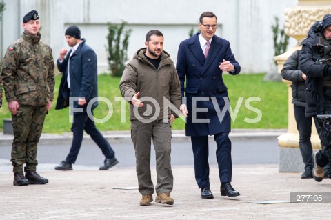  05.04.2023 WARSZAWA<br />
WIZYTA PREZYDENTA UKRAINY WOLODYMYRA ZELENSKIEGO W WARSZAWIE<br />
<br />
UKRAINIAN PRESIDENT WOLODYMYR ZELENSKY VISITS POLAND<br />
<br />
N/Z WOLODYMYR ZELENSKI MATEUSZ MORAWIECKI<br />
FOT. MARCIN BANASZKIEWICZ/FOTONEWS  