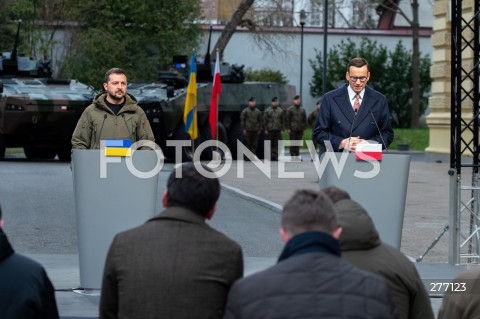  05.04.2023 WARSZAWA<br />
WIZYTA PREZYDENTA UKRAINY WOLODYMYRA ZELENSKIEGO W WARSZAWIE<br />
<br />
UKRAINIAN PRESIDENT WOLODYMYR ZELENSKY VISITS POLAND<br />
<br />
N/Z WOLODYMYR ZELENSKI MATEUSZ MORAWIECKI<br />
FOT. MARCIN BANASZKIEWICZ/FOTONEWS  